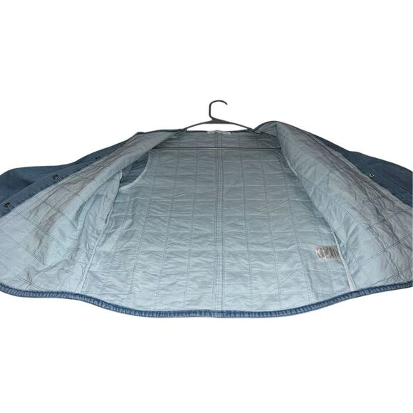 MELISSA NEPTON DENIM SHIRT JACKET  Button Down sz m Normcore Hipster Round Neck - Picture 4 of 5